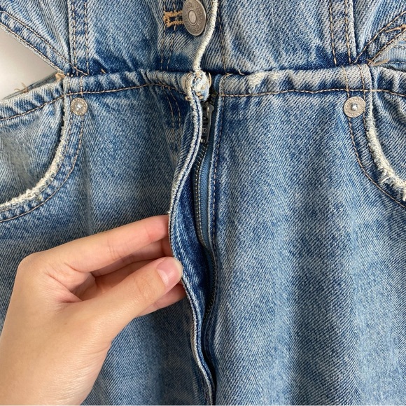 NWOT Zara Wide leg Cutout Denim Jumpsuit 26 - Picture 8 of 11